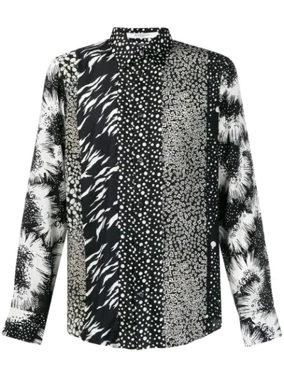 Givenchy Printed Triple Patchwork Silk Shirt In Black