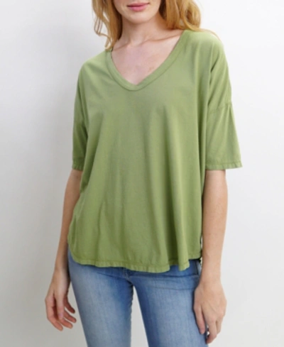 Coin 1804 Womens Elbow Sleeve V-neck Dolman T-shirt In Green