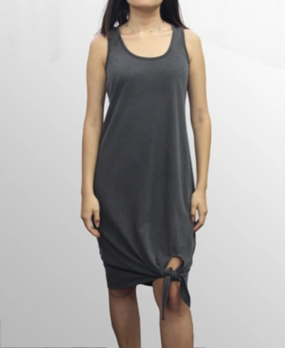 Coin 1804 Womens Washed French Terry Tied Hem Dress In Charcoal