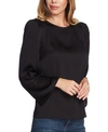 Vince Camuto Satin Shoulder Pad Blouse In Rich Black