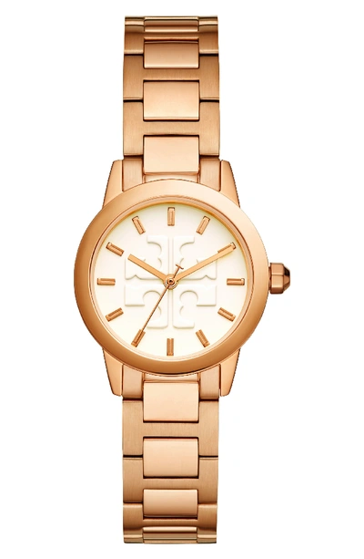 Tory Burch Gigi Rose Goldtone Stainless Steel Bracelet Watch In Ivory/rose