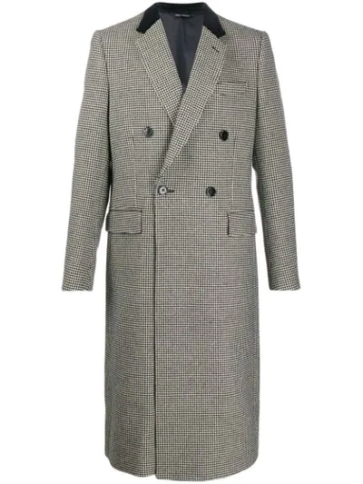 Dolce & Gabbana Houndstooth Double-breasted Coat In Black