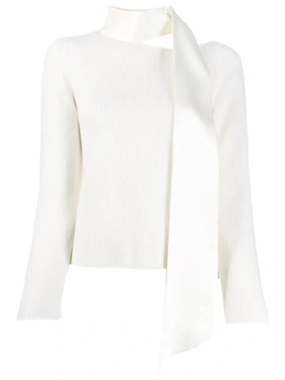 Rta Millie Tie-neck Cashmere Sweater In White