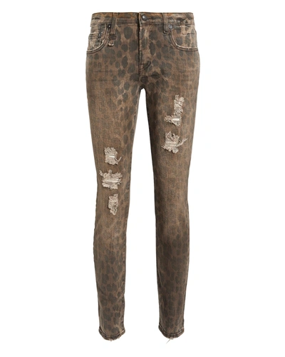 R13 Kate Distressed Leopard Skinny Jeans