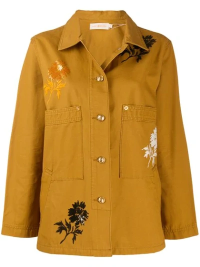 Tory Burch Embroidered Barn Jacket In Brown