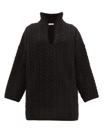 Balenciaga Swing Oversized Pullover In Mixed Cable Knit In Nero