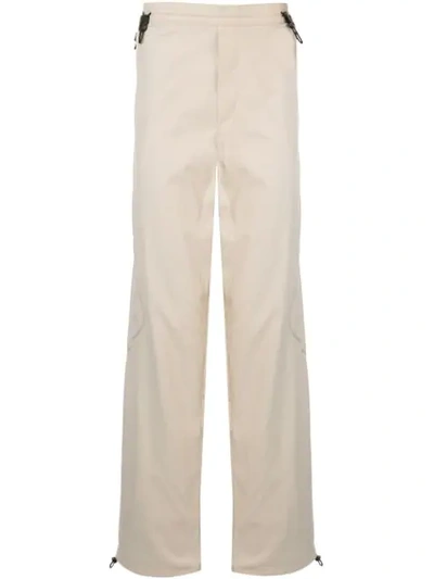 Affix Contrast Stitching Wide-leg Trousers In White