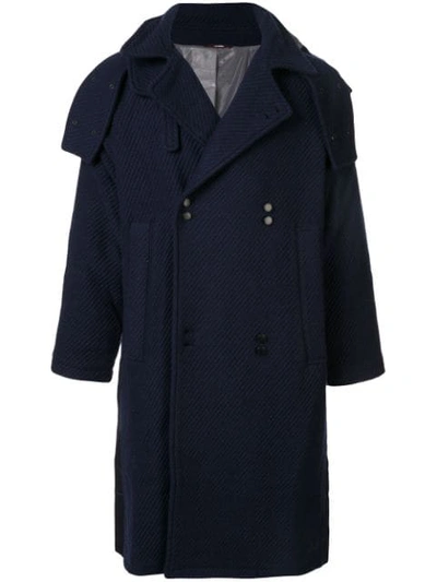 Indice Studio Double-breasted Trenchcoat In Blue