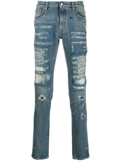 Buscemi Distressed Straight-leg Jeans In Blue