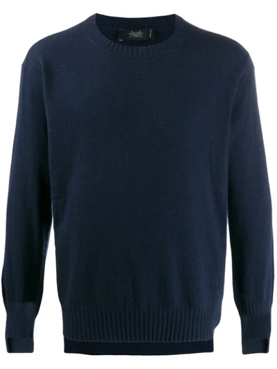 Maison Flaneur Long-sleeve Fitted Jumper In Blue