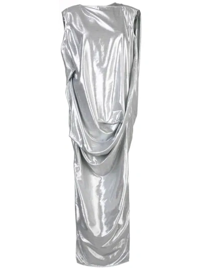 Rick Owens Metallic Effect Draped Dress In Silver
