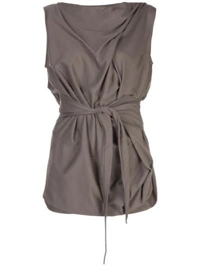 Rick Owens Wrapped Sleeveless Top In Grey