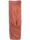 Rick Owens Ellipse Midi Dress In 13 Burnt Pink