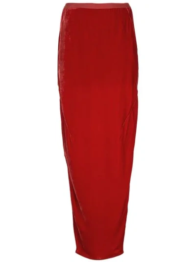 Rick Owens Side Slits Long Skirt In Red