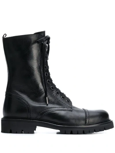 Paris Texas Combat Lace-up Boots In Black