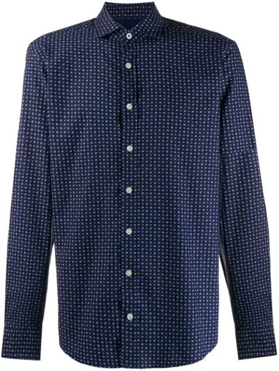 Hackett Petal-pattern Slim Shirt In Blue