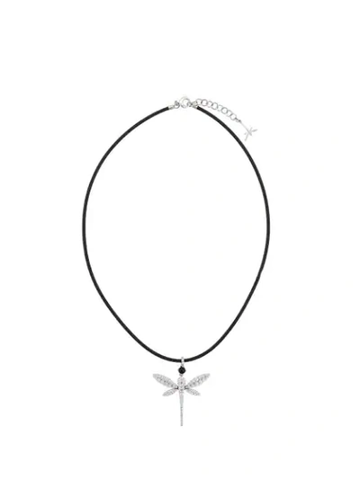 Anapsara 18kt White Gold Dragonfly Diamond Pendant Necklace In White
