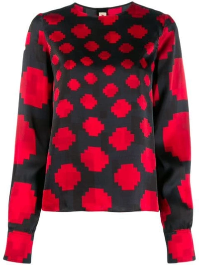Marni Pixel Print Blouse In Blue