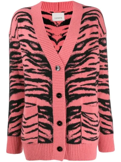 Laneus Zebra Pattern Cardigan In Pink