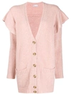 Red Valentino Ruffled Buttoned Cardigan In Pink