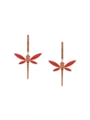 Anapsara 18kt Rose Gold Dragonfly Coral And Sapphire Earrings