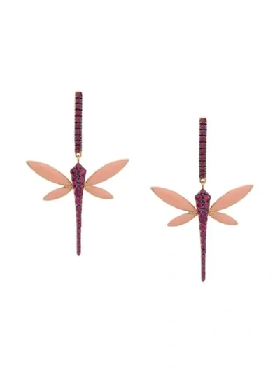 Anapsara 18kt Rose Gold Dragonfly Ruby Earrings