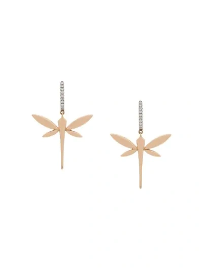 Anapsara 18kt Rose Gold Dragonfly Diamond Earrings