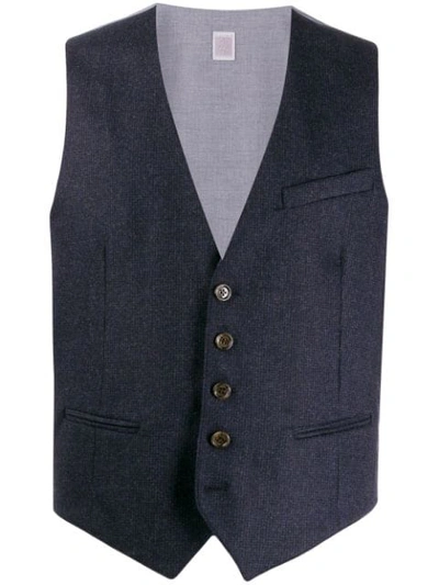 Eleventy Fitted Buttoned Waistcoat In Blue