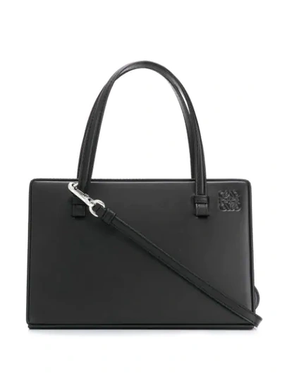 Loewe Leather Top Handle Box Bag In Black