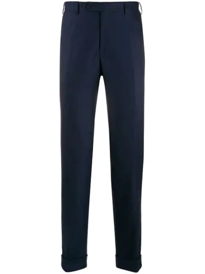 Canali Tailored Wool Trousers In Navy