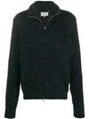 Maison Margiela Knitted Zip-front Cardigan In Blue
