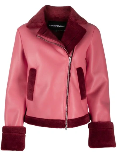 Emporio Armani Shearling Lined Jacket In Red