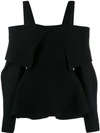 Antonino Valenti Cold-shoulder Peplum Top In Black