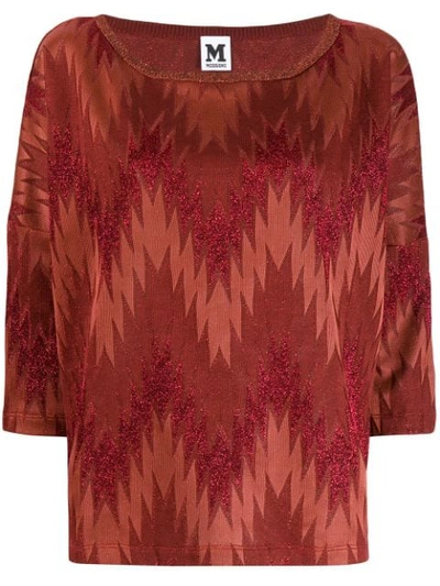 M Missoni Chevron Print Jumper In Orange