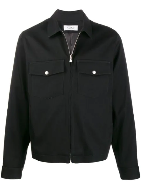 Adish Zipped Shirt Jacket In Black | ModeSens