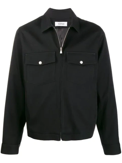 Adish Zipped Shirt Jacket In Black