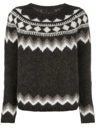 Nili Lotan Geometric Intarsia Jumper In Brown