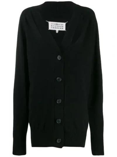 Maison Margiela Cut-out Cashmere Cardigan In Black