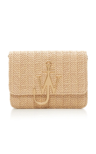 Jw Anderson Woven Leather Logo Shoulder Bag In Neutral