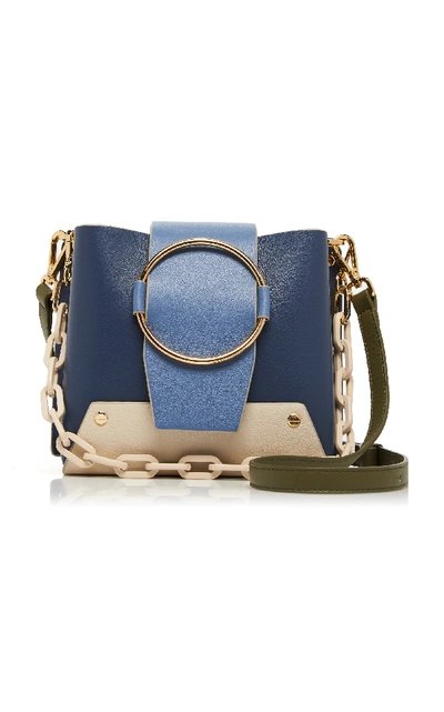 Yuzefi Delila Color-block Textured Leather Shoulder Bag In Blue