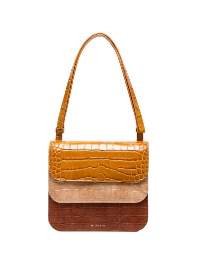 Rejina Pyo Ana Color-block Croc-effect Leather Shoulder Bag In Brown