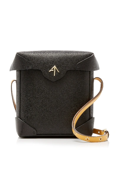 Manu Atelier Pristine Mini Two-tone Leather Shoulder Bag In Black