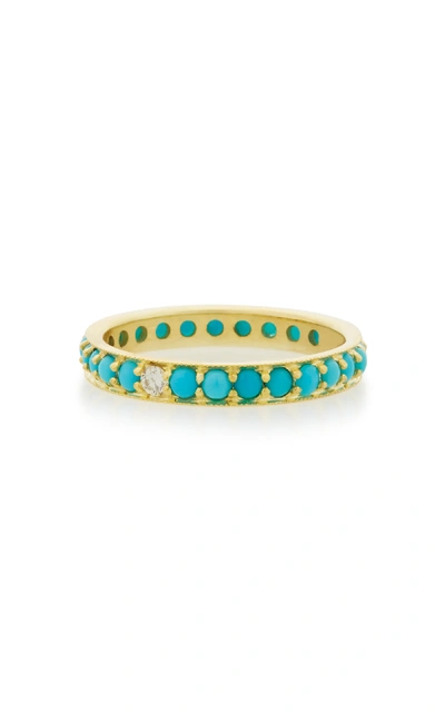 Ila Dunbar 14k Gold, Turquoise And Diamond Ring In Blue