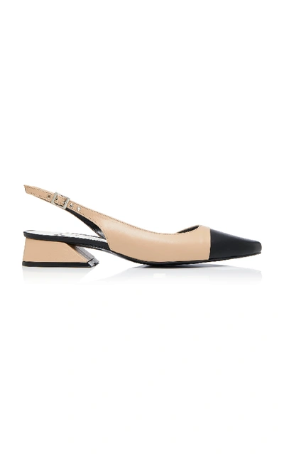 Yuul Yie Exclusive Two-tone Leather Slingback Pumps In Neutral