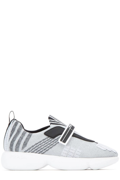 Prada Cloudbust Metallic Trainers In Silver