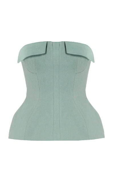 Lake Studio Strapless Wool Corset Top In Green