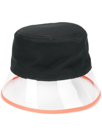 Prada Appliquéd Shell And Pvc Bucket Hat In Black