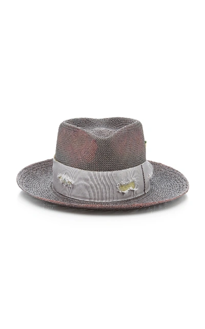 Nick Fouquet Exclusive Domain Straw Fedora In Grey