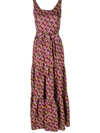 La Doublej Pellicano Tiered Silk-crepe Maxi Dress In Pic Nic Viola