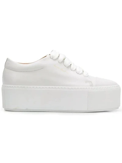 Acne Studios Drihanna Platform Leather Sneakers In White/white